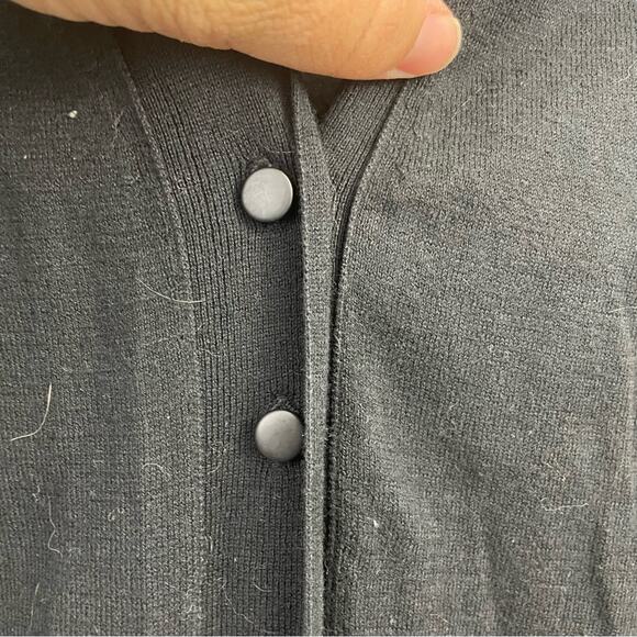 🍒 Garnet Hill 100% Cotton Button Front Knit Cardigan Sweater Black‎ Pockets Med - Picture 7 of 9